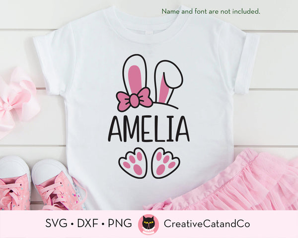 Kid Boy Girl Easter Bunny Frame Add Your Name SVG | CreativeCatandCo