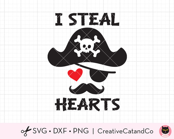 I Steal Hearts Boy Valentine's Day Pirate SVG | CreativeCatandCo