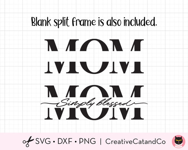 Split Monogram Mom SVG, Split Floral Mom SVG