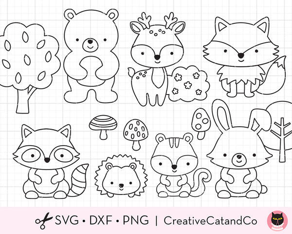 Outline Forest Animals for Coloring SVG Files | CreativeCatandCo outline-forest-animals-for-coloring-svg-files-creativecatandco