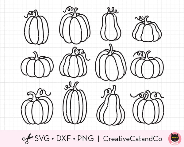 Outlined Pumpkin Doodle Bundle SVG Cut Files