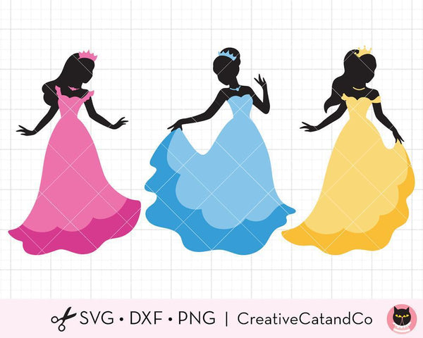 Princess Silhouette with Beautiful Dress SVG Files