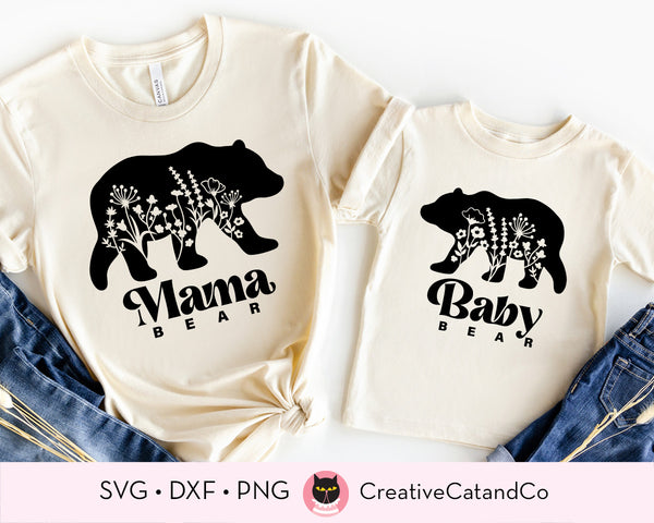 Retro Mama Bear Baby Bear Matching Outfits SVG | CreativeCatandCo