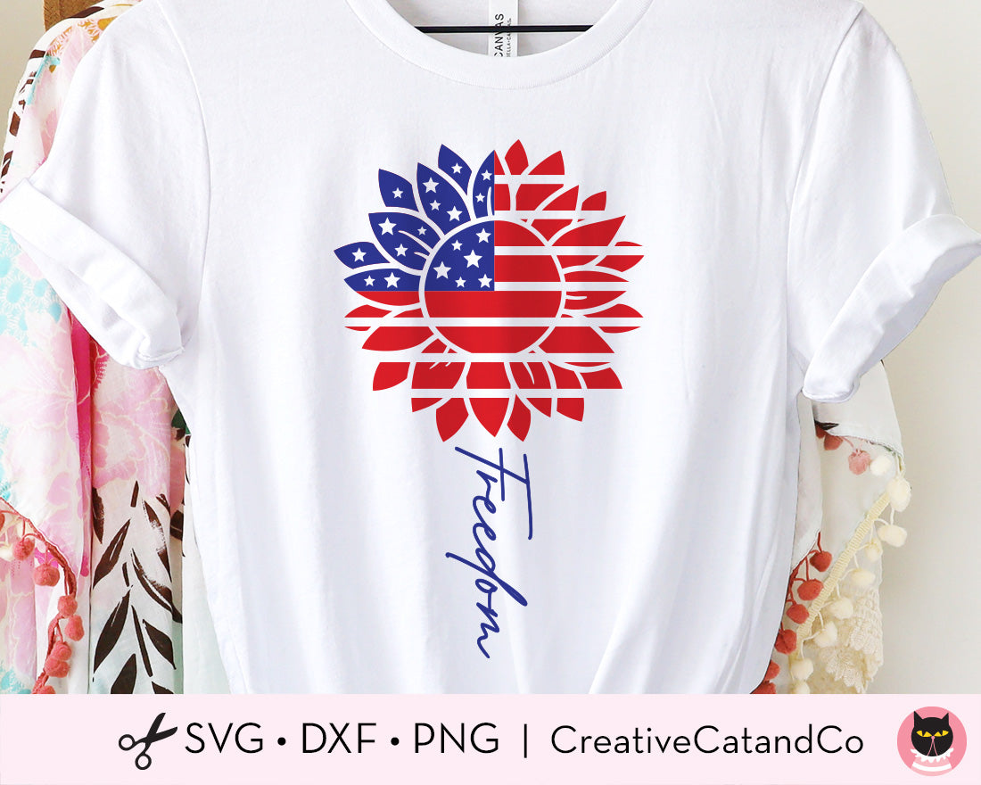 Women's American Flag Sunflower Tank Top – Patriotic 4th Of July Sleeveless Shirt, Stars & Stripes Design