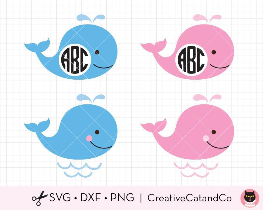 Free Baby Whale and Whale Monogram Frame SVG | CreativeCatandCo