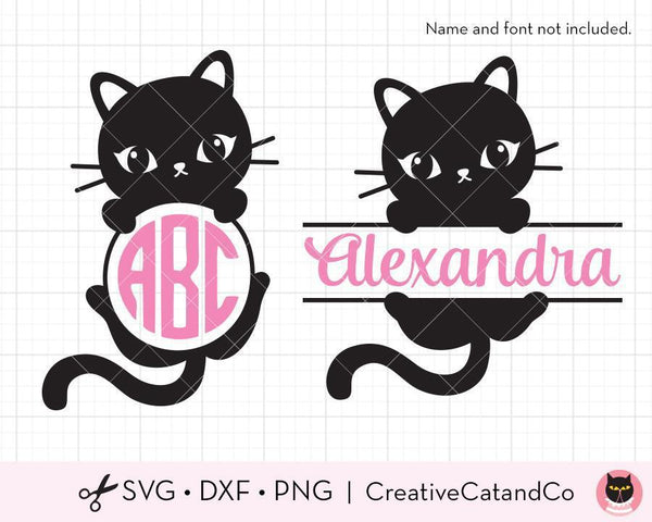 Cat Monogram Frame and Split Frame SVG Files | CreativeCatandCo