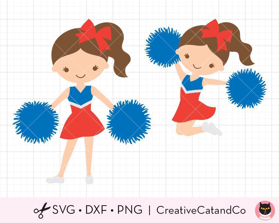 Cheerleader with Pom Pom Svg Dxf Png