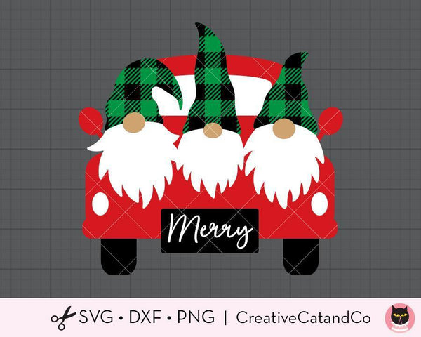 Christmas Gnomes on Truck SVG Cut Files | CreativeCatandCo