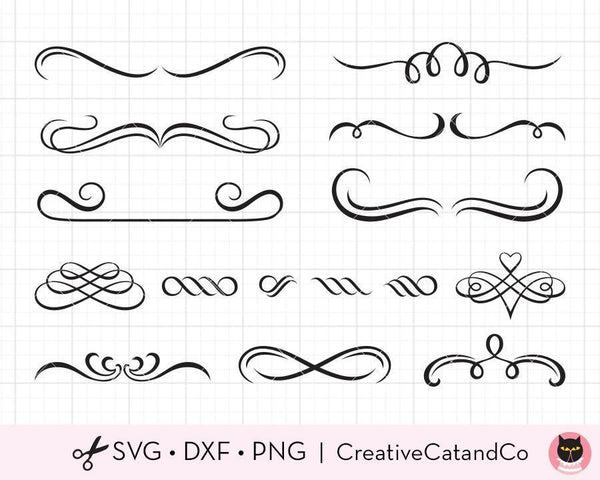 Decorative Flourish Elements SVG Cut Files | CreativeCatandCo