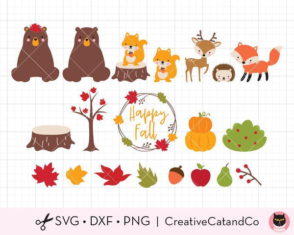 Fall Woodland Animals SVG Cut Files | CreativeCatandCo