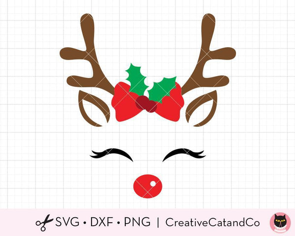 Girl Reindeer Face SVG Files | CreativeCatandCo