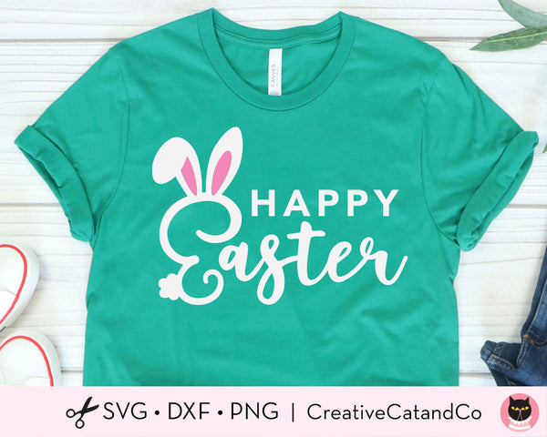 Free Happy Easter with Bunny Ears SVG Files | CreativeCatandCo