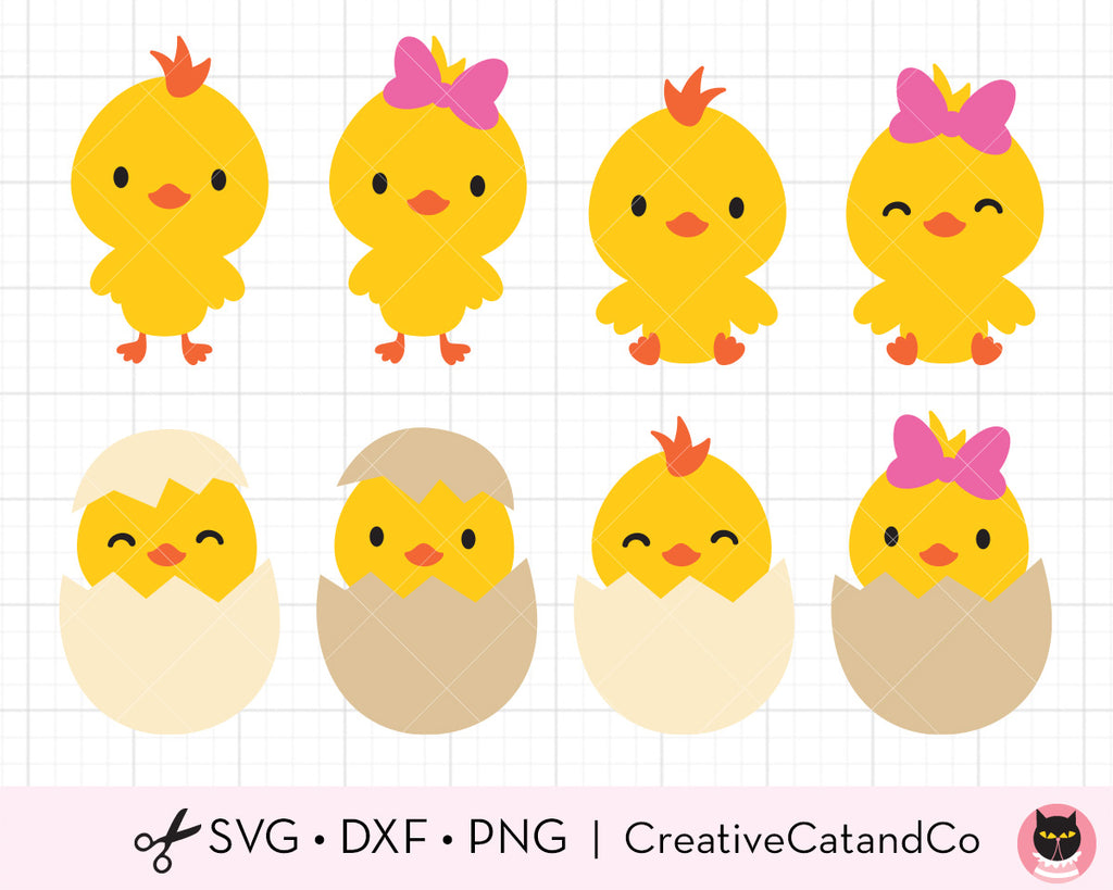 Chicks Vector File Little Easter Chick Chicken Hatching Baby Chicken SVG | CreativeCatandCo