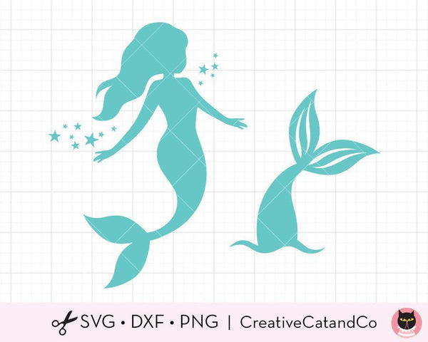 Mermaid and Mermaid Tail Silhouette SVG Files | CreativeCatandCo