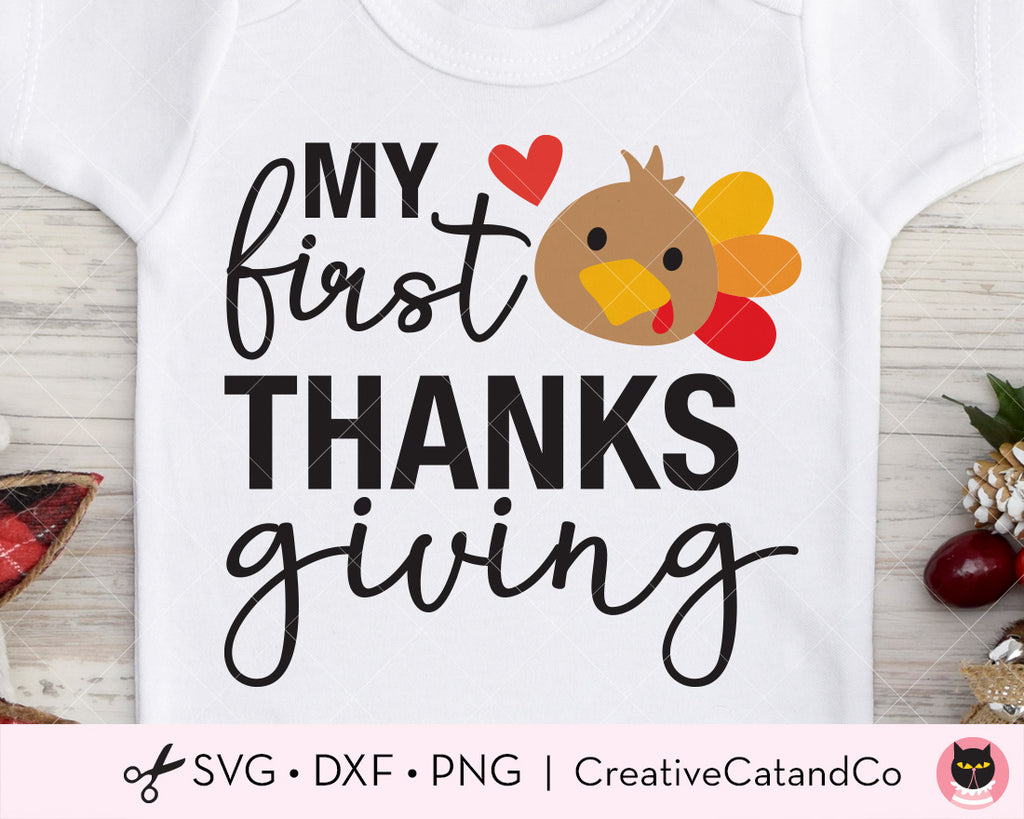 Pretty Little Turkey SVG Cutting File Thankful Thanksgiving 