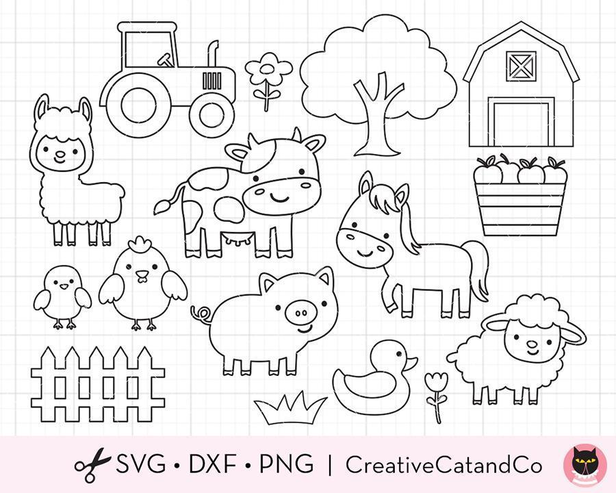 Outline Farm Animals for Coloring SVG Files | CreativeCatandCo outline-farm-animals-for-coloring-svg-files-creativecatandco