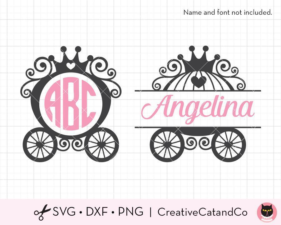 Princess Carriage Monogram and Split Frame SVG