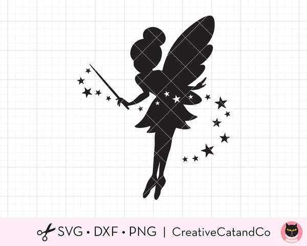 Fairy Princess with Magic Wand Silhouette SVG | CreativeCatandCo