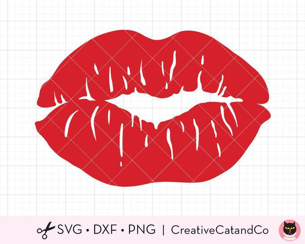 Red Lipstick Kiss Lips SVG Cut Files | CreativeCatandCo