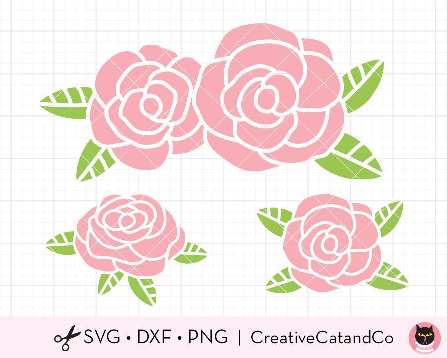 Rose svg, Rose flower cut file, Rose split monogram svg