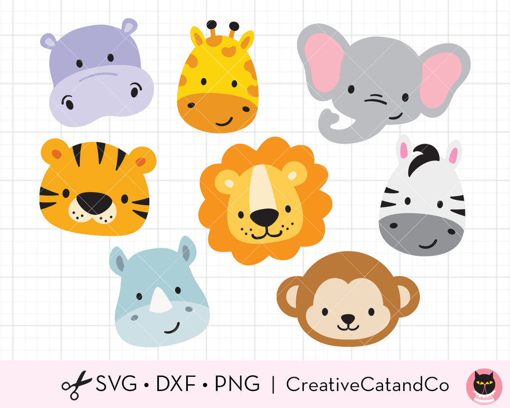 SVG　Safari　Svg　Animal　Bundle　Heads　Faces　CreativeCatandCo