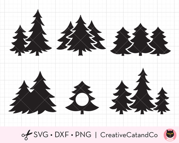 Christmas Tree Silhouette Shape Bundle SVG | CreativeCatandCo