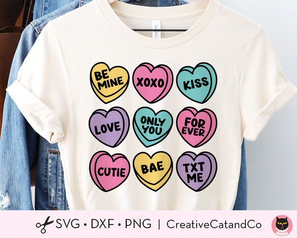 Sweethearts Candy SVG - Candy SVG - Valentine's Day SVG - Valentines Hearts  SVG