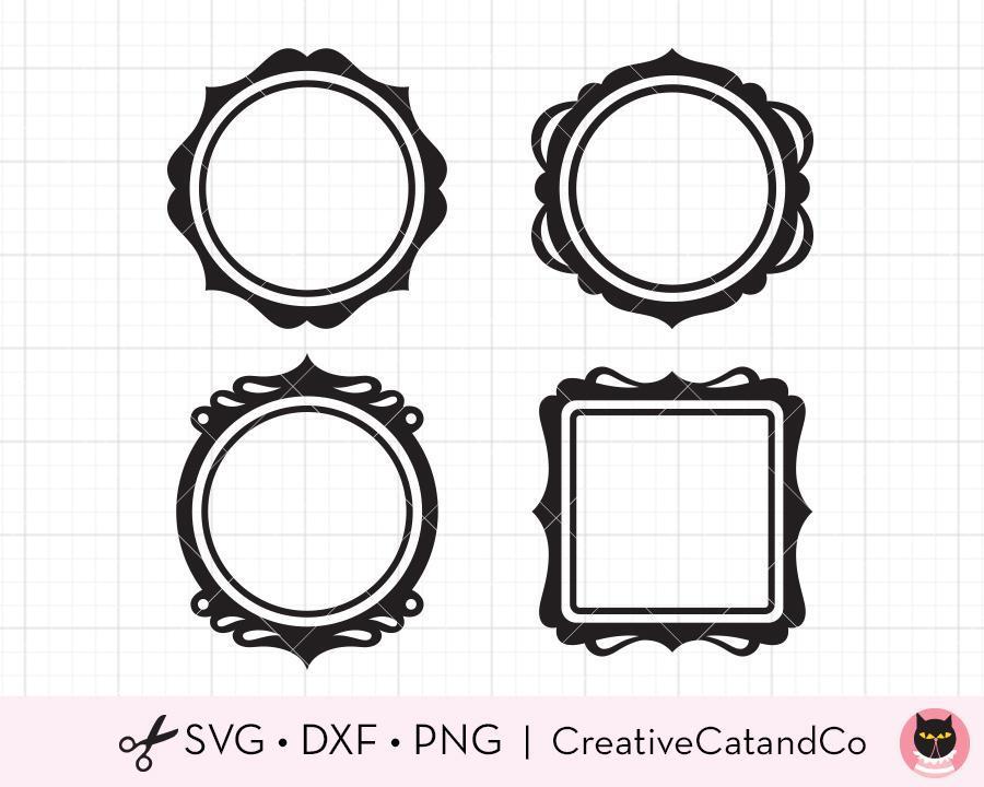 Outline Monogram Frame SVG cut file at